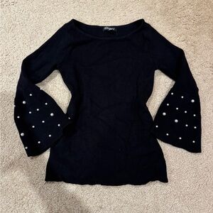 Black Top with Pearl Sleeves